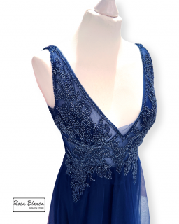 Dlouhé šaty PRINCESS IN PARIS Night Blue Velikost: M, barva: modrá