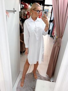 Košilové Šaty Italy Women Velikost: OVERSIZE, barva: bílá