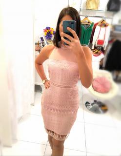 Krajkové Pouzdrové Šaty Pink Velikost: M
