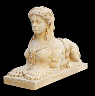 socha, zahradní sochy velké z pískovce, Sfinga - žena, 95kg