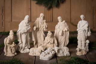 Velký vánoční betlém - 10 postaviček, kamenný