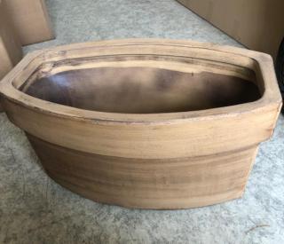 venkovní keramické květináče - koryto s lemem, výška 36 cm ODSTÍN-GLAZURA: 2.starohnědá-černý lem-SHC