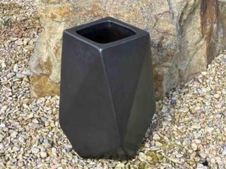 venkovní keramické květináče - moderní váza Diamant, výška 62cm ODSTÍN-GLAZURA: 5. antracit-tmavě šedá-TS