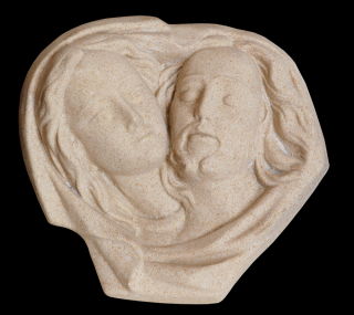 zahradní dekorace - Ježíš Kristus a Madona, průměr 20 cm, 1,1 kg