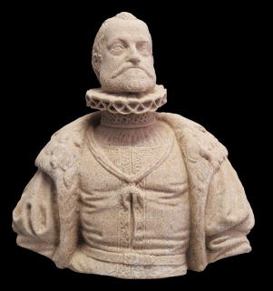 zahradní socha - Císař Rudolf II, výška 23 cm, 2,9 kg