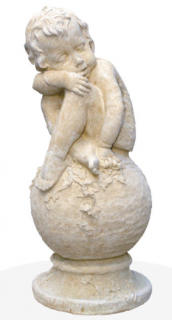 zahradní socha - Dítě na kytičkové kouli, výška 57 cm, 28 kg