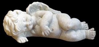 zahradní sochy - Andílek ležící na boku, výška 6 cm, 0,3 kg