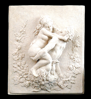 zahradní sochy - Satyr - reliéf, výška 34 cm, 4 kg