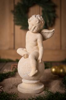zahradní sochy - zahradní dekorace, Anděl na kouli IV. 5,2 kg J