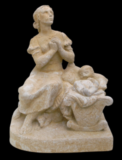 zahradní sochy - zahradní dekorace, Žena s dítětem 16 kg  T