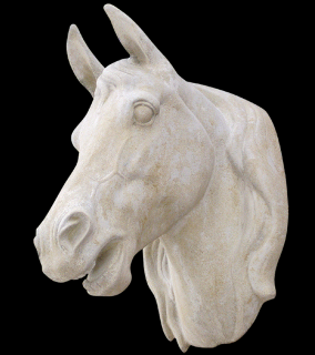 zahradní sochy zvířat - Hlava koně III, rozměr 30x50 cm, 38 kg