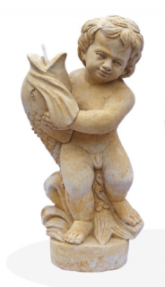 zahradní soška - Dítě s rybou, výška 58 cm, 28 kg