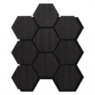 Akustický panel s dřevěnou dýhou - Hexagon - dekor dub černý | 79,8×66 cm | ALFIstyle.cz