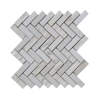 Kamenná mozaika z mramoru, Herringbone white and wooden vein, 31,4 x 31,3 x 0,9 cm, NH212, balení