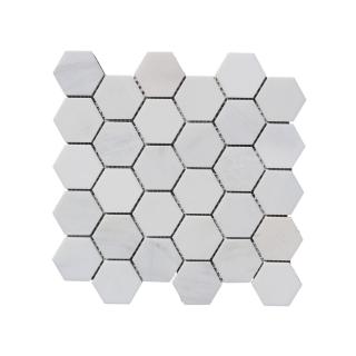 Kamenná mozaika z mramoru, Hexagon milky white, 30,7 x 30,5 x 0,9 cm, NH204 VZOREK