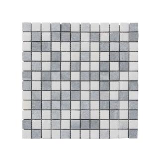 Kamenná mozaika z mramoru, Square white and grey, 30 x 30 x 0,9 cm, NH207 VZOREK