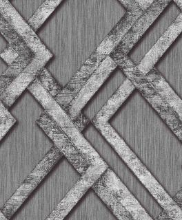 Vzorek vliesové tapety, 3D geometrický vzor S20512_7, šedá s černými detaily
