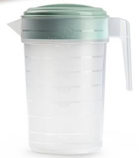 Džbán/ Odměrka s měrkou a víkem, kulatá - transparent, 2l