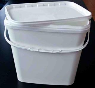 Kbelík s víkem 11,2l bílý - obdélník 25x16x v.27cm