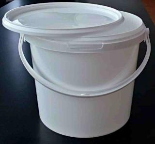 Kbelík s víkem 5,6l bílý - kulatý