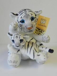 Plyšový tygr bílý s mládětem 44 cm - plyšové hračky