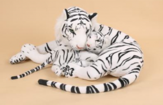 Plyšový tygr bílý s mládětem 90cm - plyšové hračky