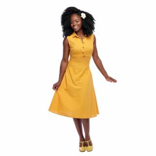 Dámské retro šaty Charlotte žluté Vyberte velikost: 40