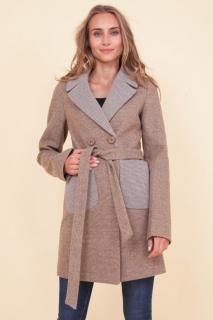 Dámský podzimní kabát Kostka, krémový Vyberte velikost: M
