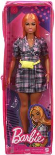 Barbie Modelka - kárované šaty se žlutou ledvinkou
