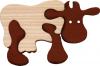 Dřevěné vkládací puzzle z masivu - malá kráva hnědá