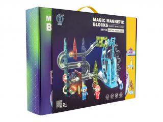 Magnetická kuličková dráha 80 ks na baterie se světlem