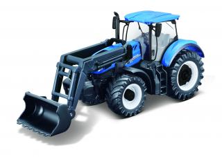 Traktor BBurago s nakladačem Fendt 1050 Vario / New Holland Traktor: Modrý New Holland