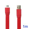 Plochý microUSB kabel - délka 1 metr Barva: Červená