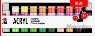 Akrylové barvy Marabu Basic 32 x 3,5 ml + 2 x 59 ml