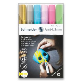Akrylový popisovač Schneider souprava 6 / 2 mm - pastelové