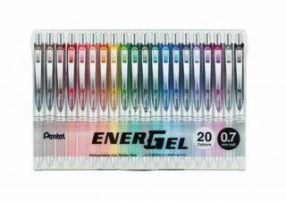 Pentel EnerGel BL77 Gelový Roller 0,7 mm - sada 20 barev
