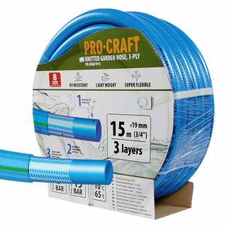 Modrá zahradní hadice Procraft PR-3KGH1915 3 vrstvy, 3/4" 15 m | PR-3KGH1915