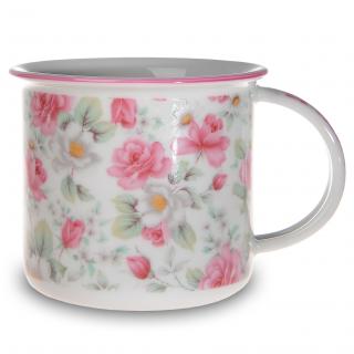 Porcelánový hrnek  Plecháček  růžová růže 250 ml - český porcelán