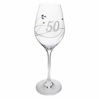 Sklenice na víno 360 ml s krystaly Swarovski - jubileum 50
