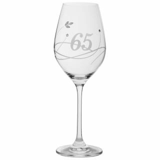 Sklenice na víno 360 ml s krystaly Swarovski - jubileum 65
