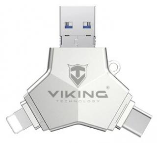 VIKING USB Flash disk 3.0 4v1 64GB Barva: Stříbrná