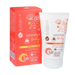 Alkemilla Opalovací krém na obličej i tělo pro miminka a děti SPF 50 150 ml_poškozená krabička