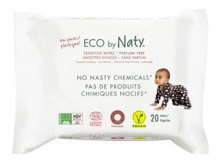 Eco by Naty Babycare Vlhčené ubrousky bez vůně - pro citlivou pokožku 20 ks