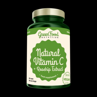 GreenFood Natural Vitamín C + Extrakt ze šípků 60 kapslí