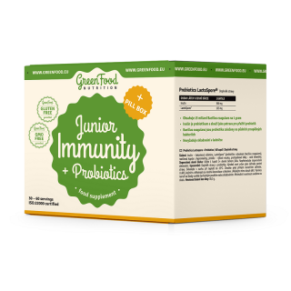 GreenFood Výhodná Sada Junior Immunity & Probiotics + dárek Pill Box Expirace 4.12.2024