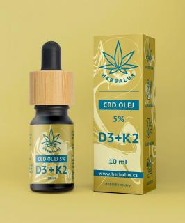 Herbalus CBD olej 5% s vitamíny D3+K2 10 ml Expirace 12/2022