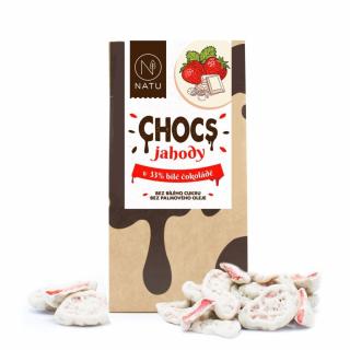 Natu CHOCS Jahody v 33% bílé čokoládě 100 g