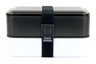 Yoko Design Dvoupatrový box na jídlo s příborem černý