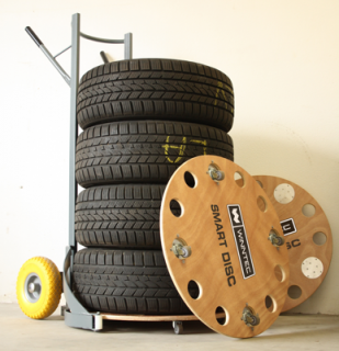 Transportní vozík na kola Smart Disc, dřevěný, 5ks