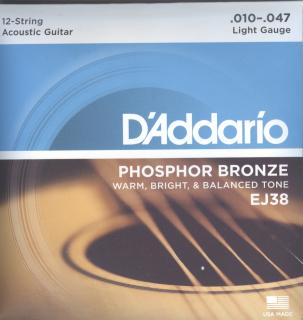 D'Addario EJ38 – 12-String Phosphor Bronze, Light, 10-47